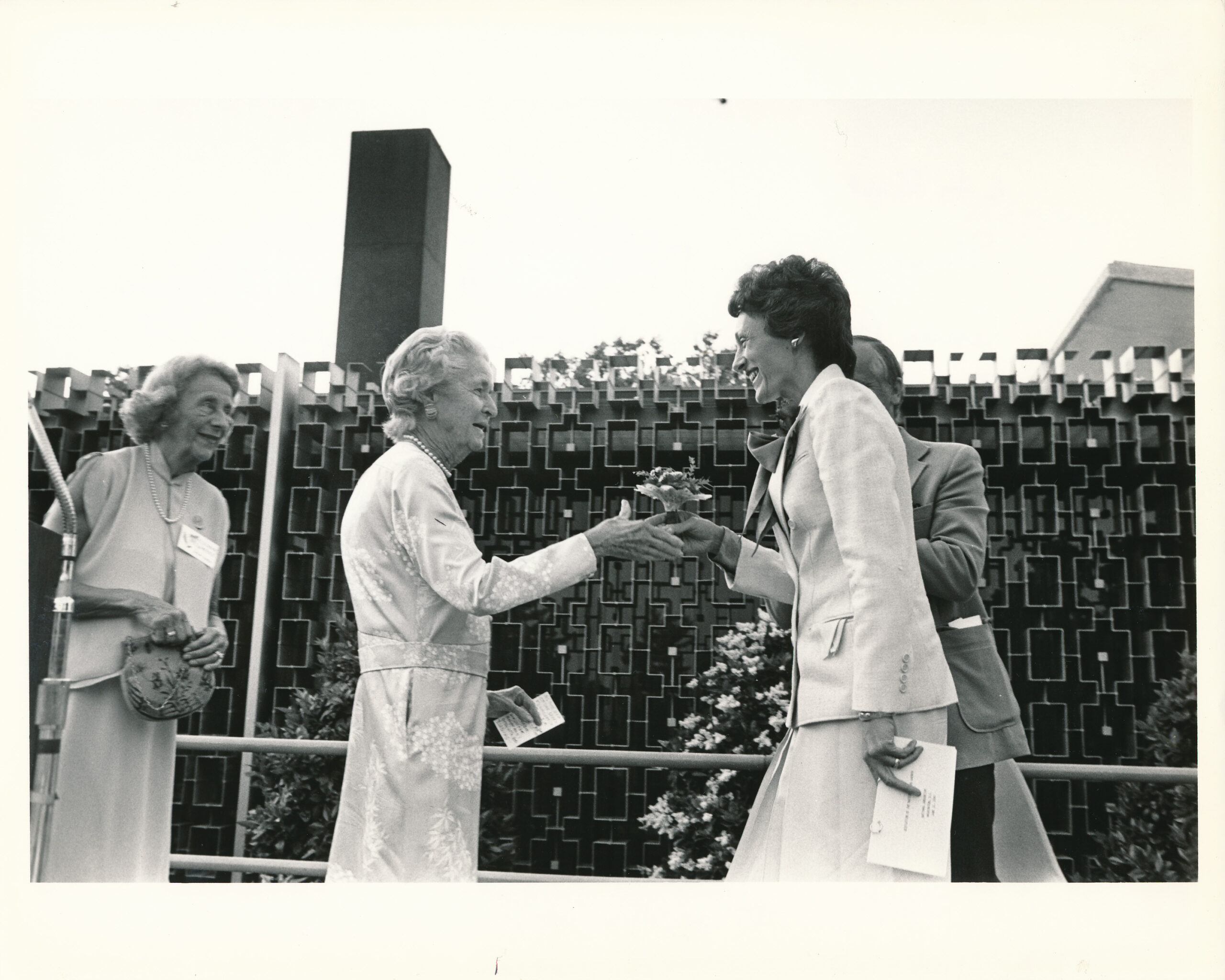 Joan Mondale, Eleanor Gambee, and Anne Burrage at National Herb Garden dedication, June 12, 1980