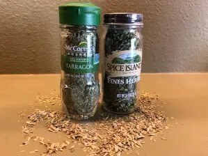 Jars of tarragon and Fines Herbes