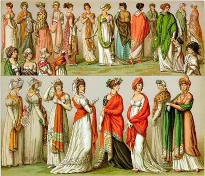 Image depicting women wearing shawls of early 19th century Francentury