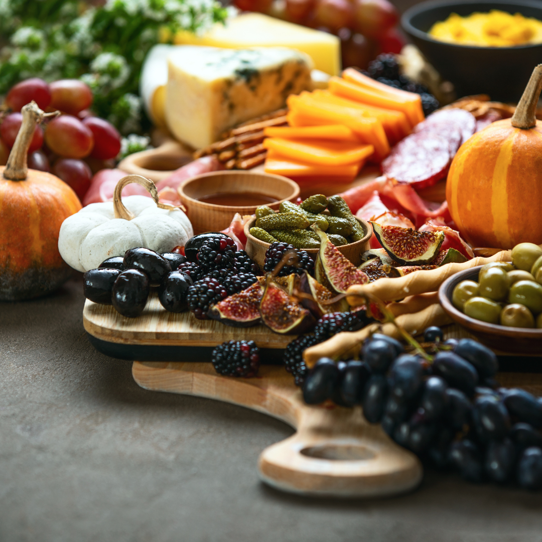 Autumn dinner party food layout