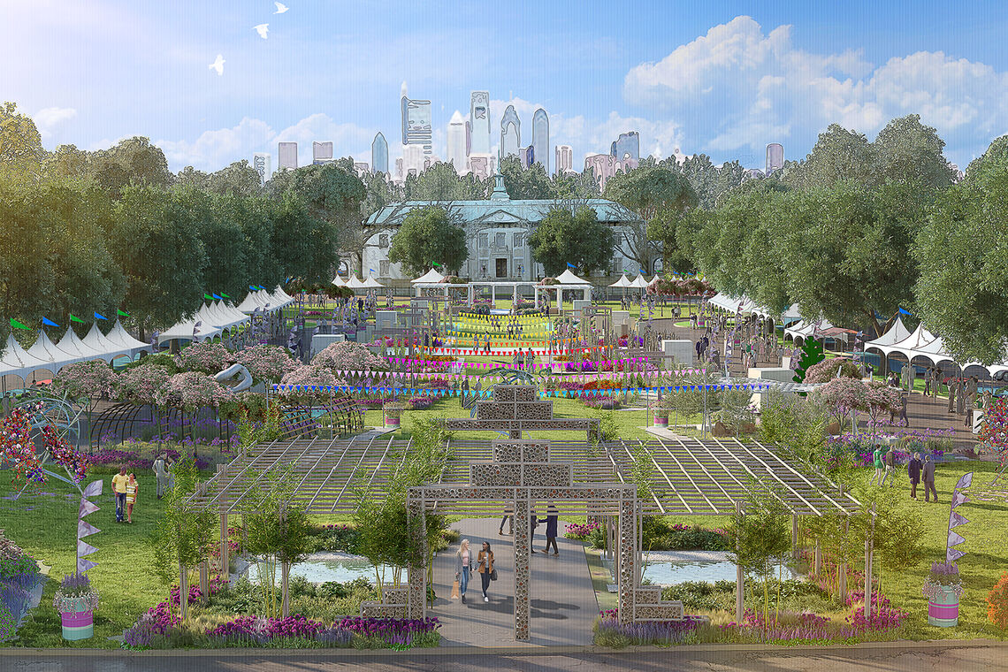 Rendering of The Philadelphia Flower Show 2021