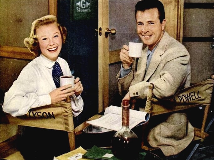 1952 coffee break with June Allyson and Dick Powell