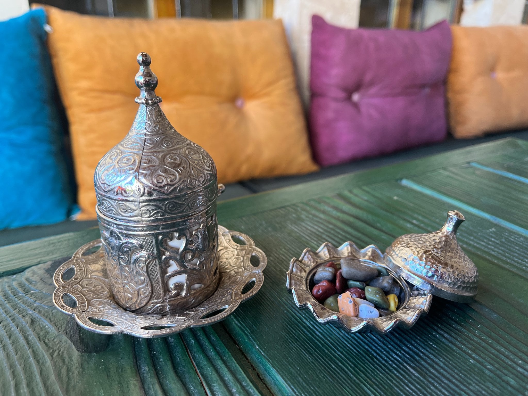Turkish coffee mug with a side of chocolates