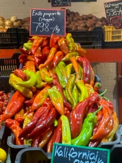 Paprika pepper for sale in Budapest market.