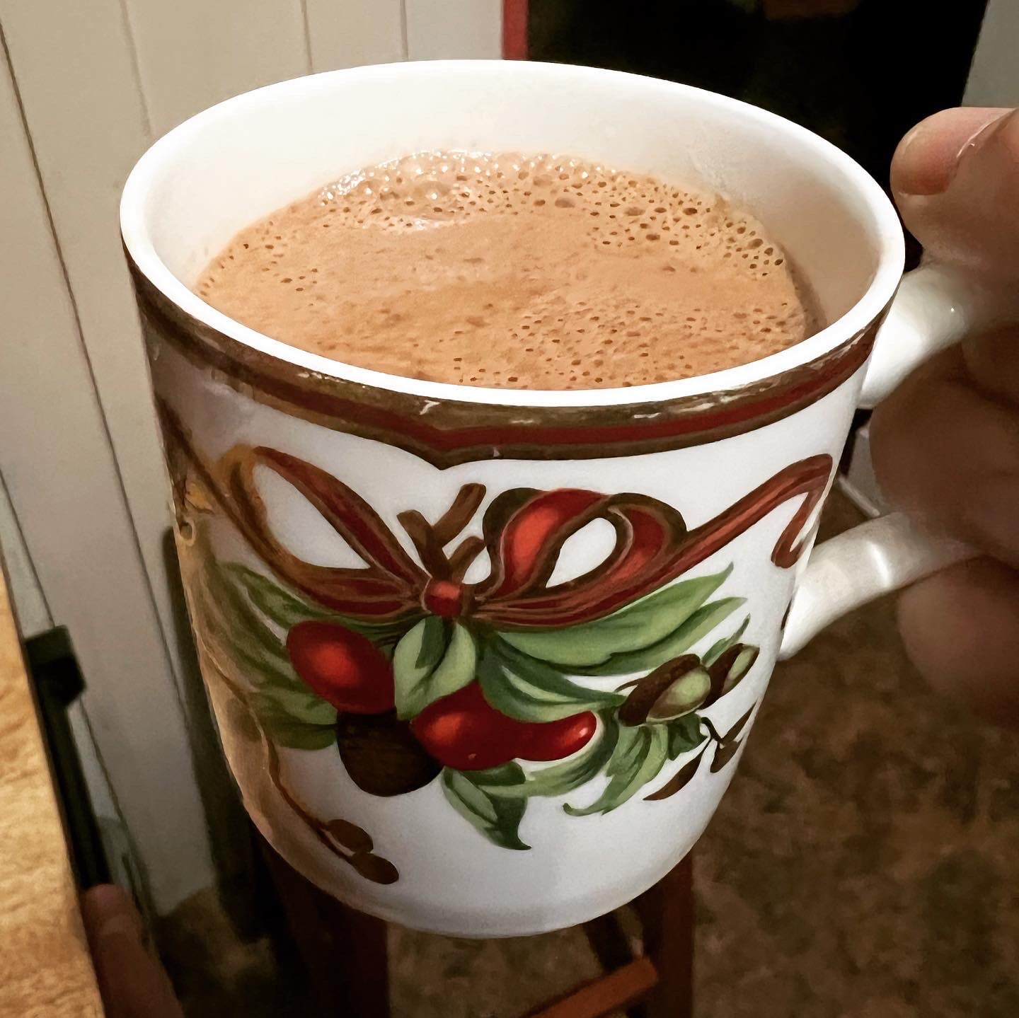 Photo of a cup of the author's Rose petal Chocolate Chai