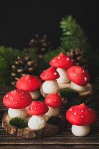 Meringue Amanita mushrooms