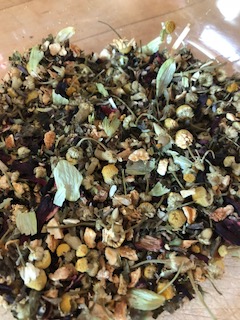 lemon balm, chamomile, catnip, lavender and hops