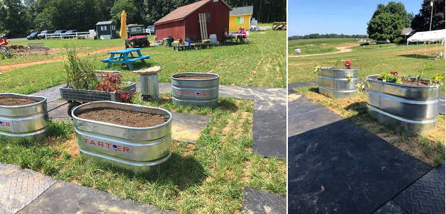 Water troughs used as raised beds