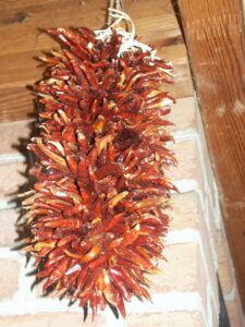Chile pepper ristra hanging from rafters