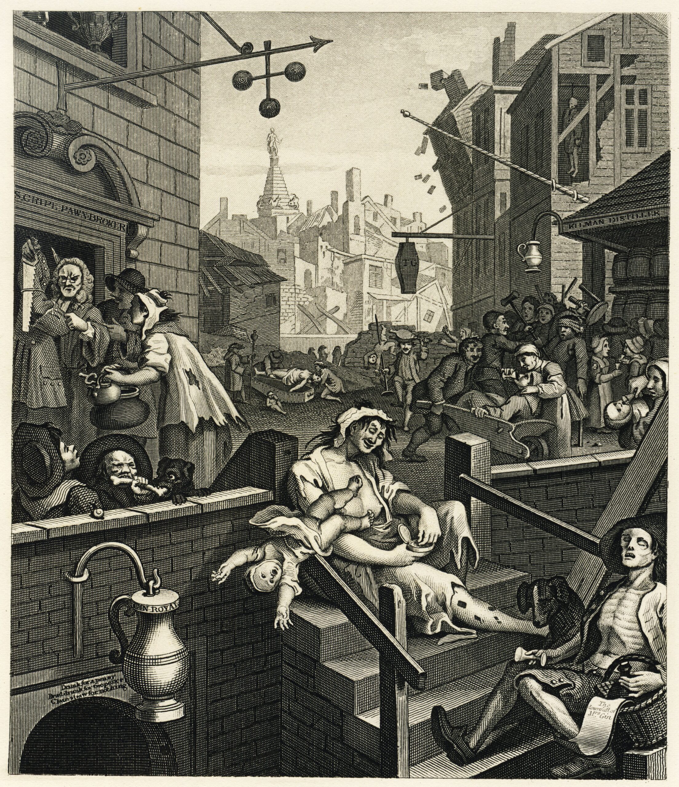 Gin Lane by William Hogarth, 1751