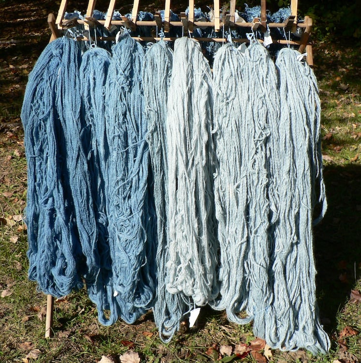 Woad-dyed fabric