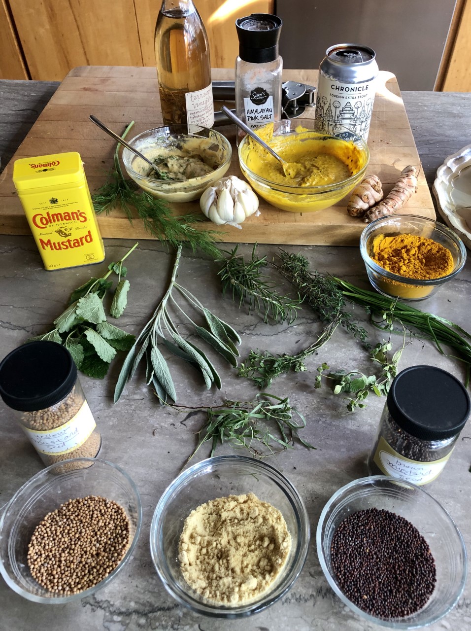You can use many different herbs to make savory mustards